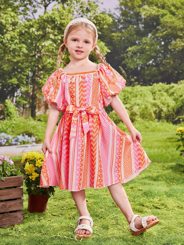 Young Girl's Lovely Casual Pattern Comfortable Holiday Dress