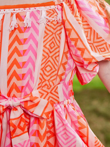 Young Girl's Lovely Casual Pattern Comfortable Holiday Dress