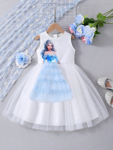 Young Girl's Lovely Princess Style Fluffy Tulle Dress