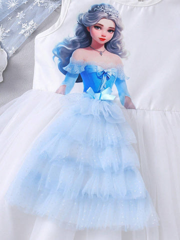 Young Girl's Lovely Princess Style Fluffy Tulle Dress