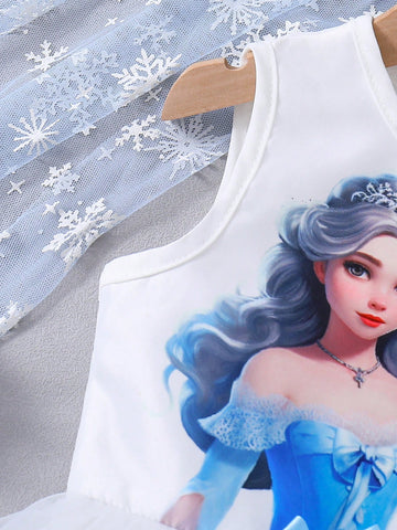 Young Girl's Lovely Princess Style Fluffy Tulle Dress