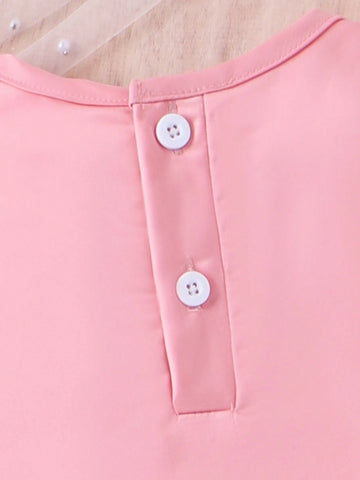 Young Girl's Lovely Sleeveless Dress With Butterfly Knot And Ruffles On The Hem For Summer