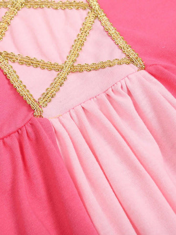 Young Girls Luxurious Knitted Princess Dress, Summer Long Sleeve Long Dress, Suitable For Birthday Party, Halloween Cosplay, Stage Performance