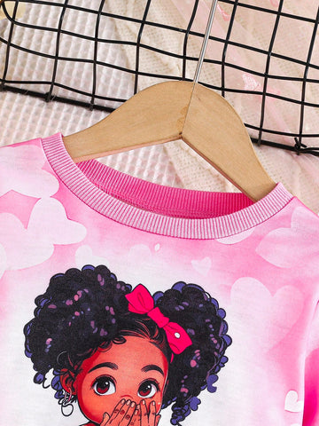 Young Girls Mesh Dress Long Sleeve Printed Cute 2 In 1 Party Dress