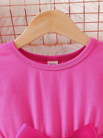 Young Girls New Style Fashionable Knitted Round Neck Cap Sleeve Mesh Tutu Princess Dress, Spring Autumn