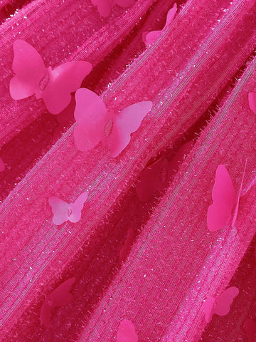 Young Girls New Style Fashionable Knitted Round Neck Cap Sleeve Mesh Tutu Princess Dress, Spring Autumn