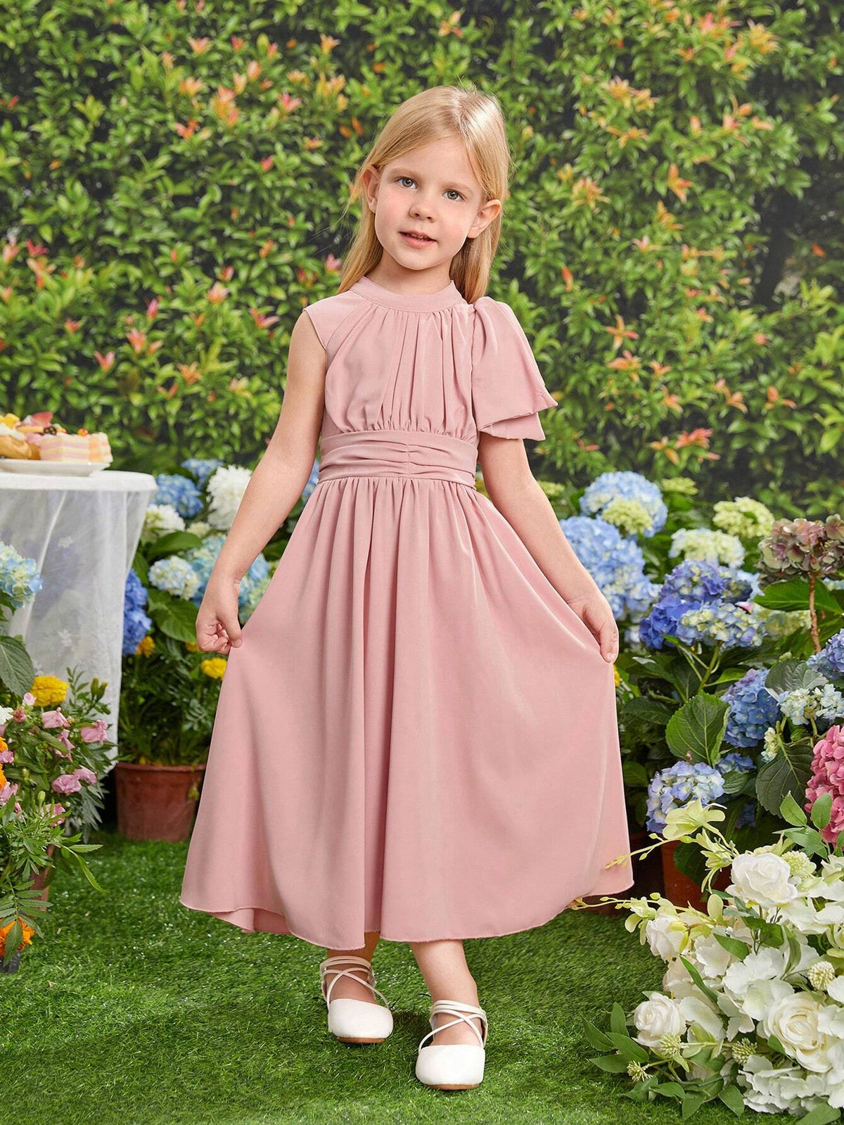 Young Girls' Pink Dress With 3d Bow Decoration For Weddings, Parties, Hostess, Performances, Catwalks