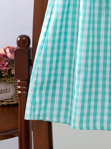 Young Girls Plaid Round Neck Summer Dress