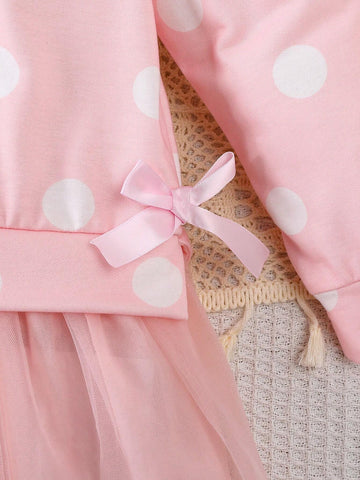 Young Girls Polka Dot Dress, 2024 New Children Princess Dress, Young Girls Elegant Casual Dress, Spring And Autumn