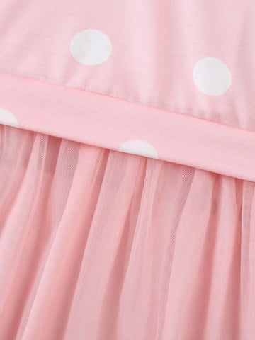 Young Girls Polka Dot Dress, 2024 New Children Princess Dress, Young Girls Elegant Casual Dress, Spring And Autumn