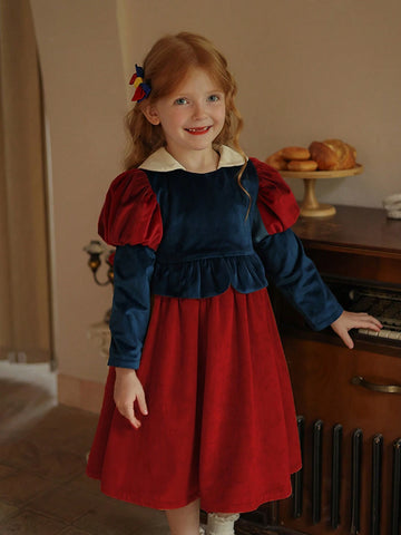 Young Girls Princess Cartoon Character Party Dress, Cute & Sweet For Christmas, Birthday & Banquet, Autumn/Winter