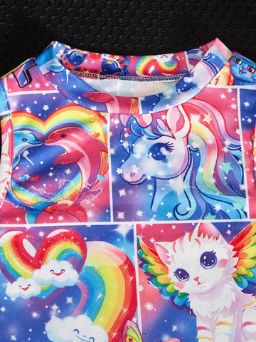 Young Girls' Printed Hem 3D Butterfly Mesh Dress