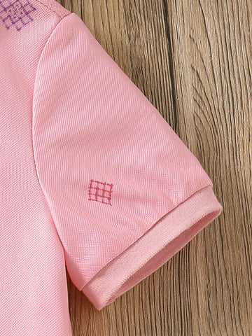 Young Girls' Printed Polo Dress With Ruffle Hem, Perfect For Back-To-School, Casual Wear, Sports And Summer Vacation, Summer