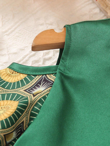 Young Girls' Printed Short Sleeve Patchwork Dress