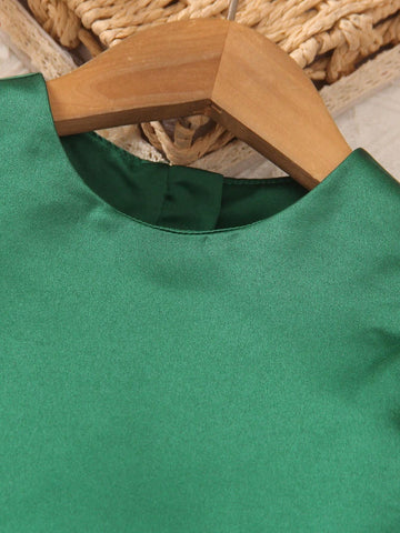 Young Girls' Printed Short Sleeve Patchwork Dress