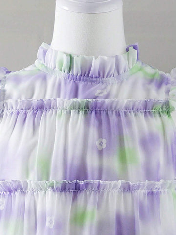 Young Girls' Purple Flare Sleeve Dress