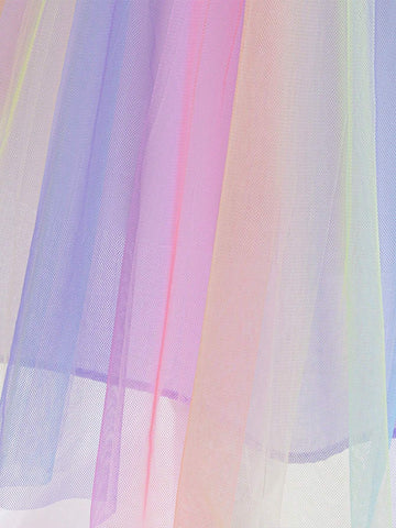 Young Girls Purple Ombre Mesh Princess Dress, Suitable For Role-Playing Parties