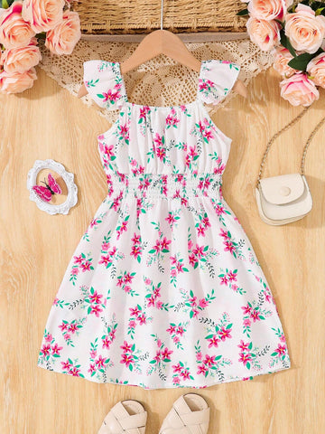 Young Girls' Random Printed Simple Daily Dress