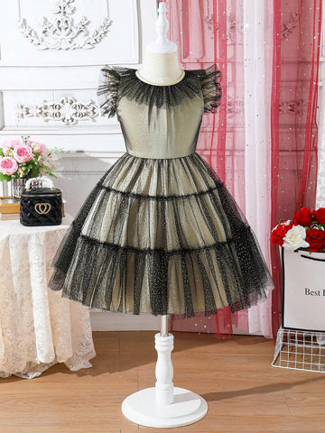Young Girl's Romantic Mesh Ruffle Decorated Summer Dress