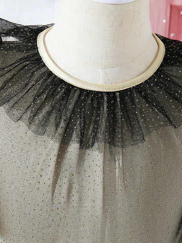 Young Girl's Romantic Mesh Ruffle Decorated Summer Dress