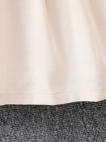 Young Girl's Round Neck Short Sleeve Plant Embroidered A-Line Dress