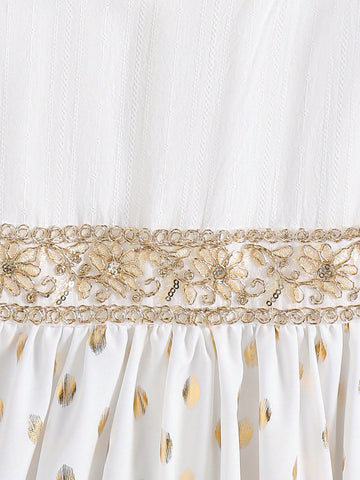 Young Girl's Round Neck Sleeveless Solid Color Splicing Simple Mini Dress