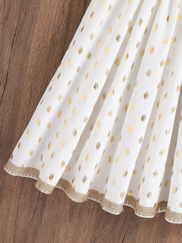 Young Girl's Round Neck Sleeveless Solid Color Splicing Simple Mini Dress