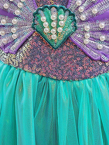 Young Girl's Ruffle Cap Sleeve Sequin Mesh Tulle Party Dress, Suitable For Costume Play, Party