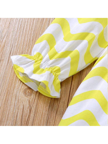Young Girls Ruffled Striped Peter Pan Collar Dress, Spring/Autumn