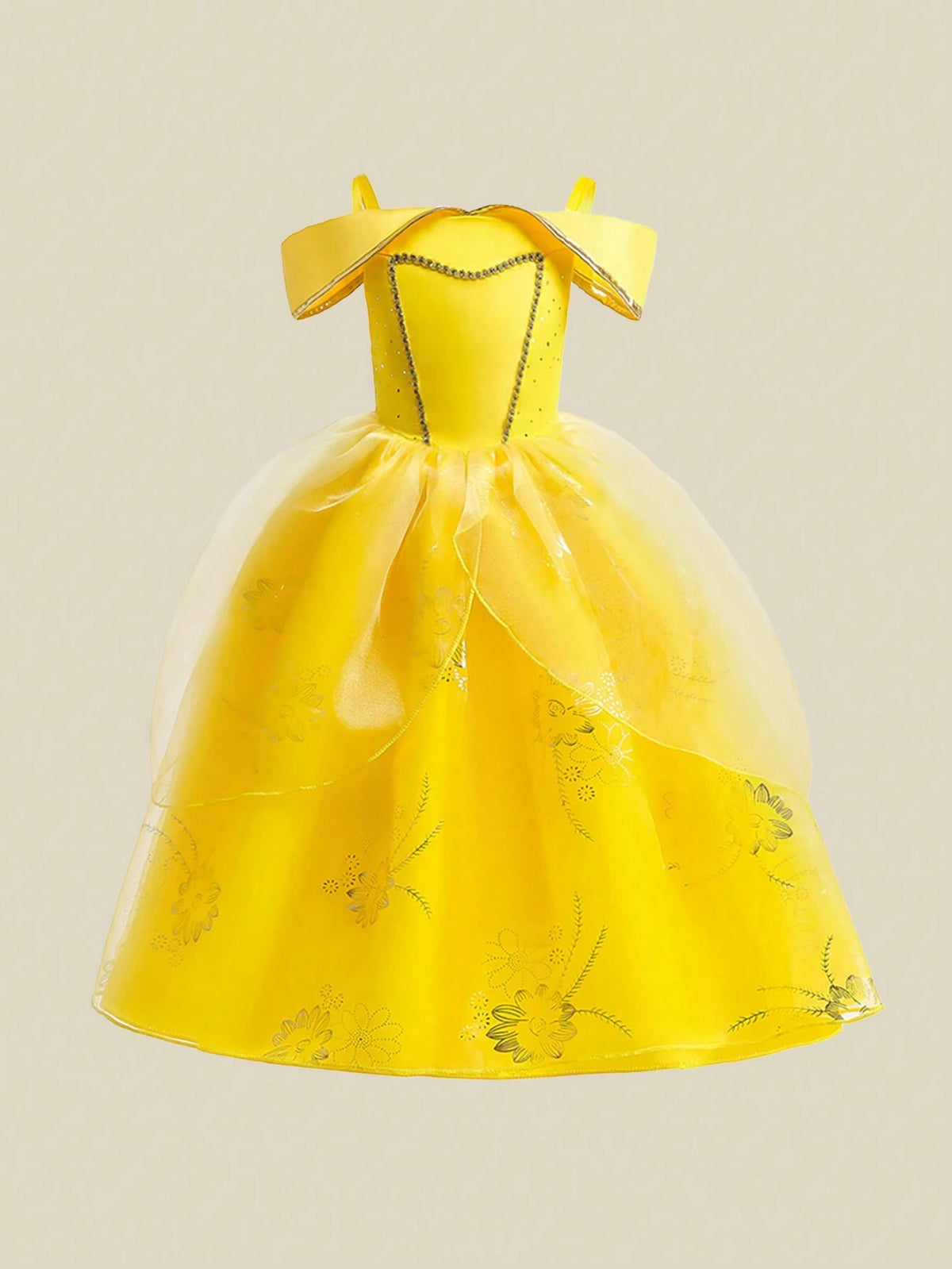 Young Girls Satin Strap Costume Dress, Princess Party Gown For Birthday, Flower Girl Occasion