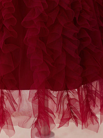 Young Girls Sequin Pleated Tulle Birthday Party Flower Girl Dress For School Performance, Wedding