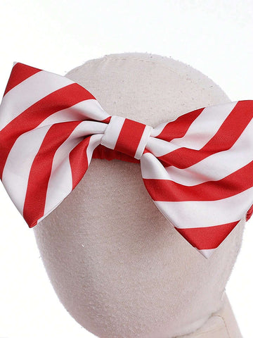 Young Girls' Sequin Striped Color Block Dress With Bowknot Decor