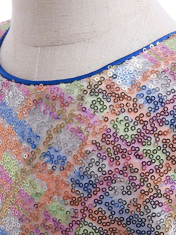 Young Girls Sequin Tulle Puff Princess Dress, Flower Girl Wedding Birthday Party Ball Gown