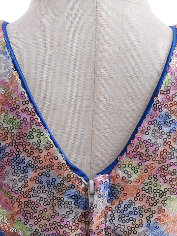 Young Girls Sequin Tulle Puff Princess Dress, Flower Girl Wedding Birthday Party Ball Gown