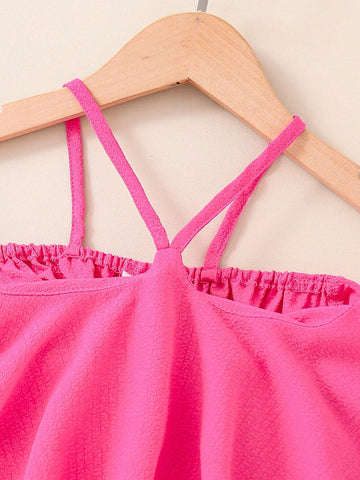 Young Girls' Sequin Vest And Skirted Leggings Two-Piece Set With Halter