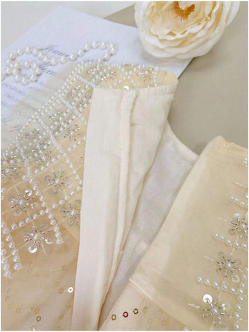 Young Girls Sequined Princess Dress Sleeveless With Pearl Shawl And Veil