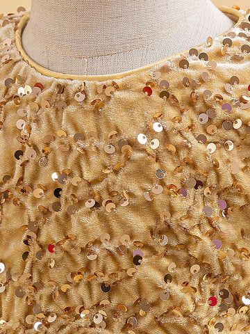 Young Girls Sequins Tulle Ball Gown Princess Dress, Flower Girl Wedding Party Formal Elegant Dress