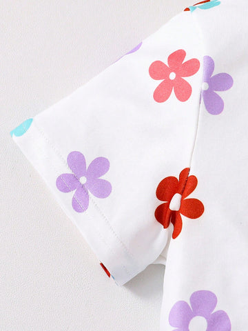 Young Girls Short Sleeve Mesh Patchwork Dress, Elegant Floral Macaron Color Series Graceful Mesh