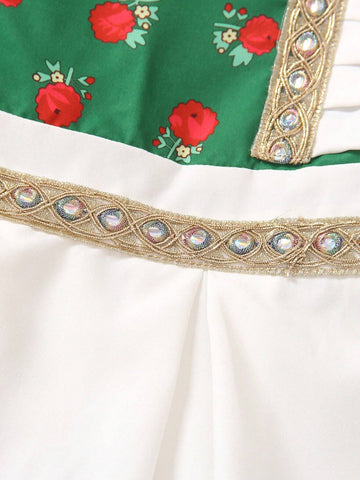 Young Girls' Simple Colorful Printed Daily Dress