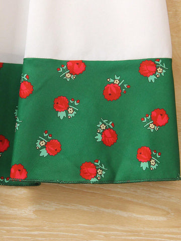 Young Girls' Simple Colorful Printed Daily Dress