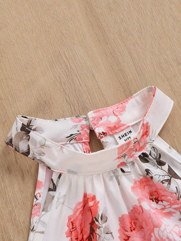 Young Girl's Sleeveless Floral Printed Dress