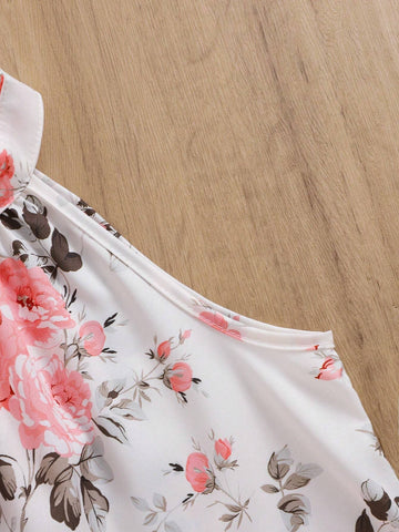Young Girl's Sleeveless Floral Printed Dress