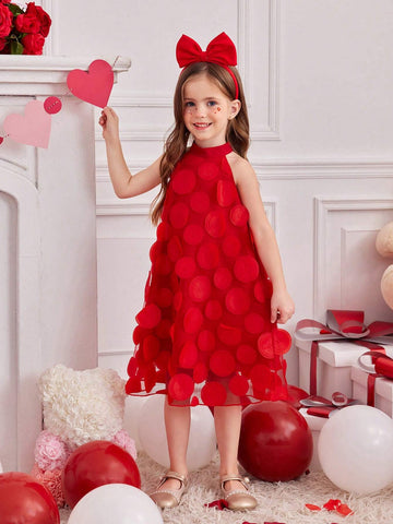 Young Girl's Sleeveless Mesh Simple Casual Everyday Dress