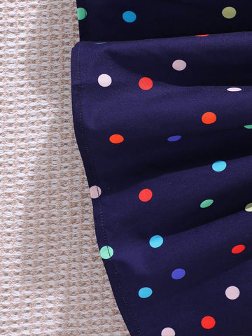 Young Girls' Sleeveless Polka Dot Rainbow Casual Dress, Spring/Summer