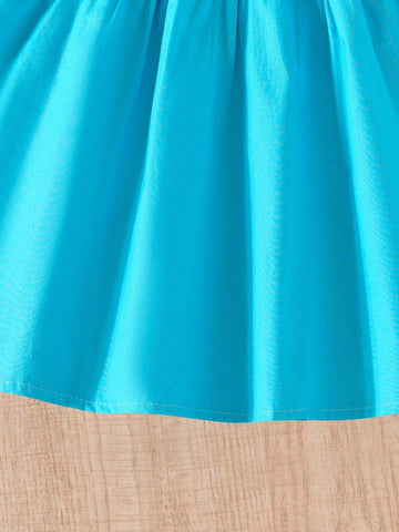 Young Girl's Sleeveless Solid Color Three-Dimensional Flower Pattern Casual Princess Dress