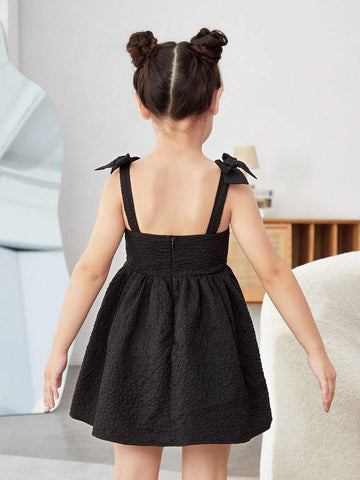 Young Girls Solid Bow Shoulder Cami Dress