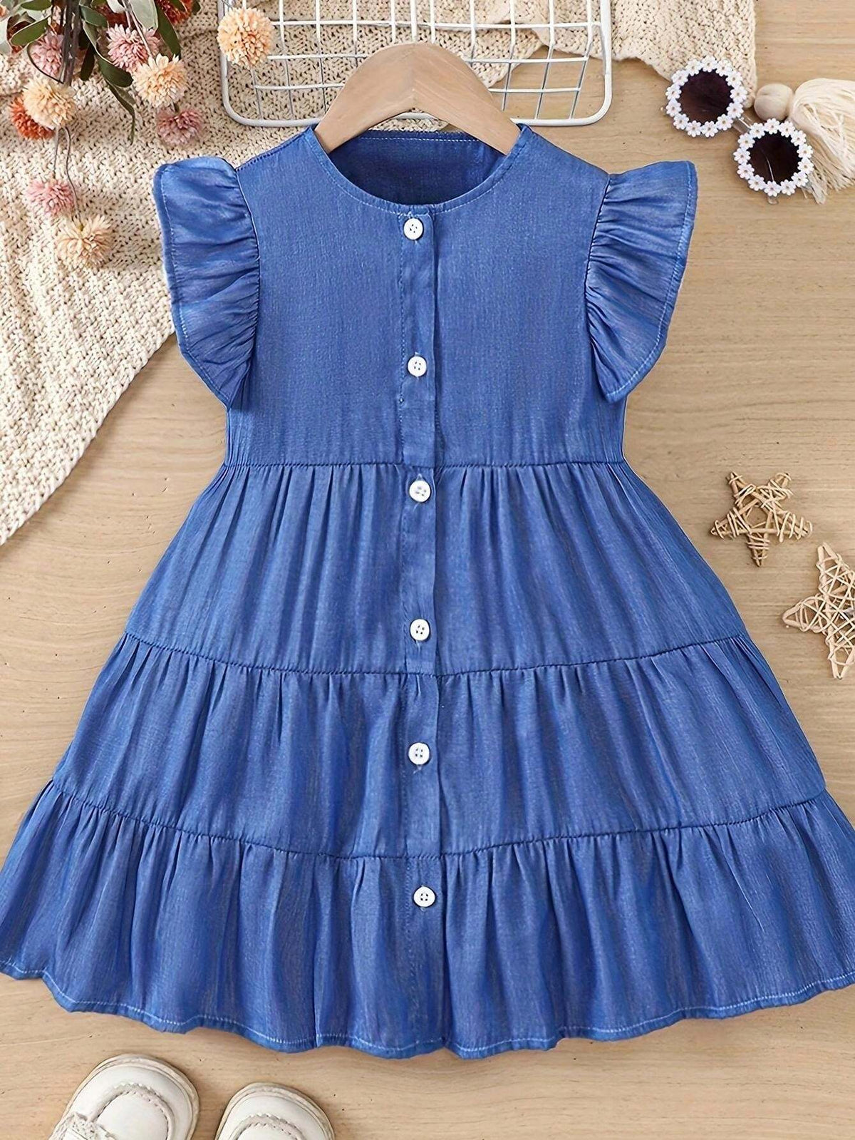 Young Girls' Solid Color Simple Daily Casual Dress