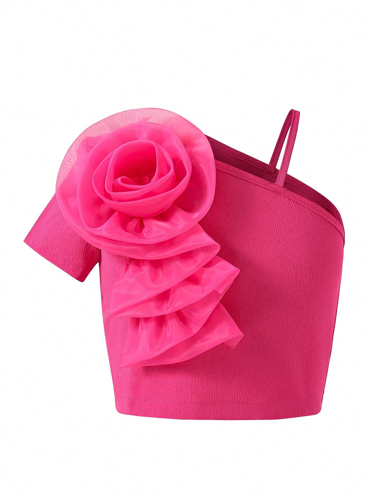 Young Girls Solid Color Simple Style Shirt With Flower Decoration