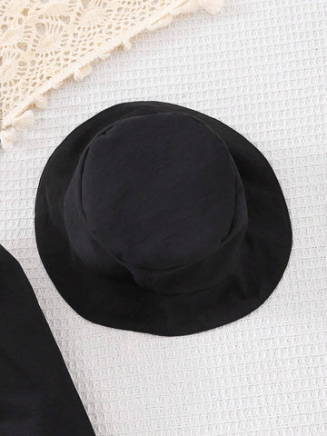 Young Girls' Sophisticated Black And White Contrast Party Dress - Elegant And Stylish Round Neck, Long Sleeve Dress For Spring & Autumn