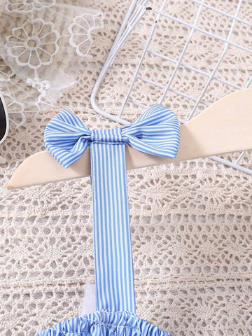 Young Girl's Spaghetti Strap Colorblock Striped Dress